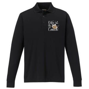 Cute Leopard Football Dibs On Coach For Coach Wife Gift Performance Long Sleeve Polo