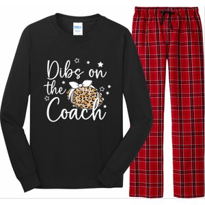 Cute Leopard Football Dibs On Coach For Coach Wife Gift Long Sleeve Pajama Set