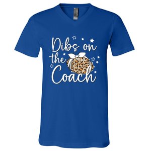 Cute Leopard Football Dibs On Coach For Coach Wife Gift V-Neck T-Shirt