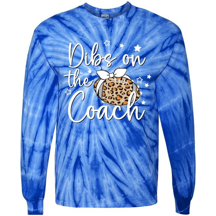 Cute Leopard Football Dibs On Coach For Coach Wife Gift Tie-Dye Long Sleeve Shirt