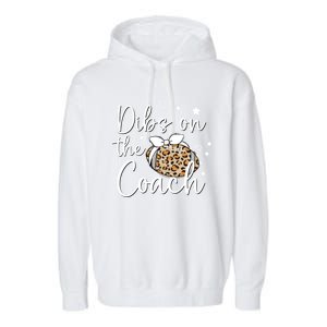 Cute Leopard Football Dibs On Coach For Coach Wife Gift Garment-Dyed Fleece Hoodie