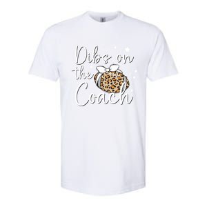 Cute Leopard Football Dibs On Coach For Coach Wife Gift Softstyle CVC T-Shirt