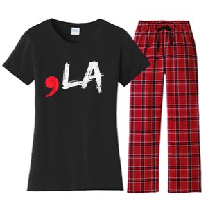 Comma La Funny Kamala Harris 2024 President Women's Flannel Pajama Set