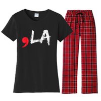 Comma La Funny Kamala Harris 2024 President Women's Flannel Pajama Set