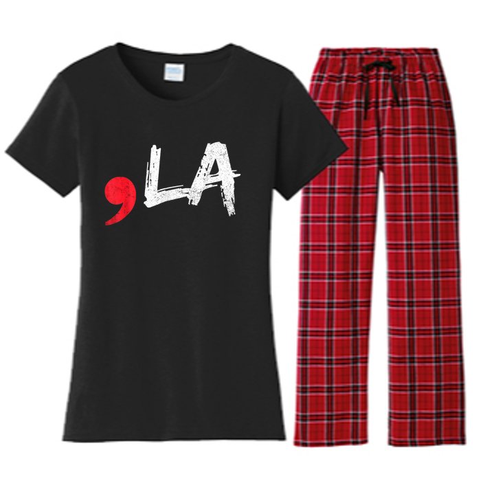 Comma La Funny Kamala Harris 2024 President Women's Flannel Pajama Set