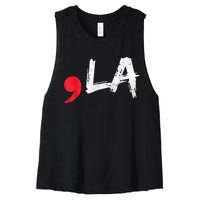 Comma La Funny Kamala Harris 2024 President Women's Racerback Cropped Tank