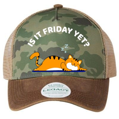 Cat Lover Funny Sleepy Cat Is It Friday Yet Cat Nap Legacy Tie Dye Trucker Hat