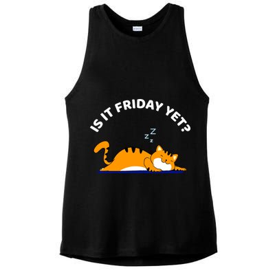 Cat Lover Funny Sleepy Cat Is It Friday Yet Cat Nap Ladies PosiCharge Tri-Blend Wicking Tank
