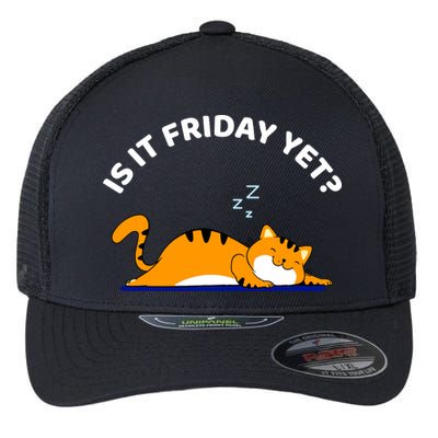 Cat Lover Funny Sleepy Cat Is It Friday Yet Cat Nap Flexfit Unipanel Trucker Cap