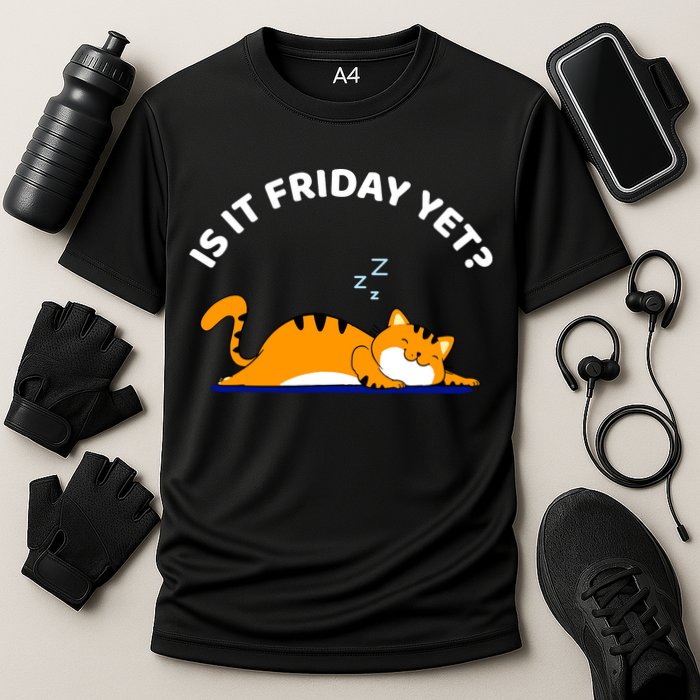 Cat Lover Funny Sleepy Cat Is It Friday Yet Cat Nap Performance Shirt