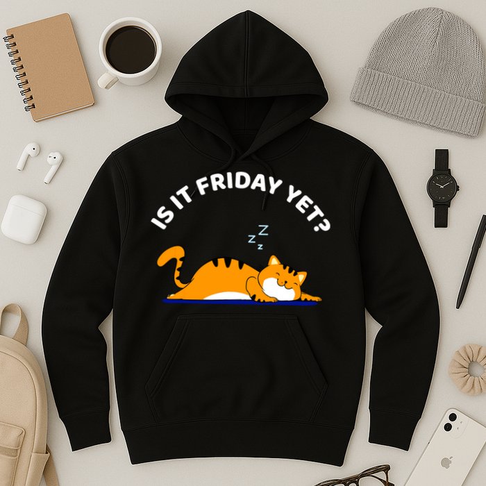 Cat Lover Funny Sleepy Cat Is It Friday Yet Cat Nap Hoodie