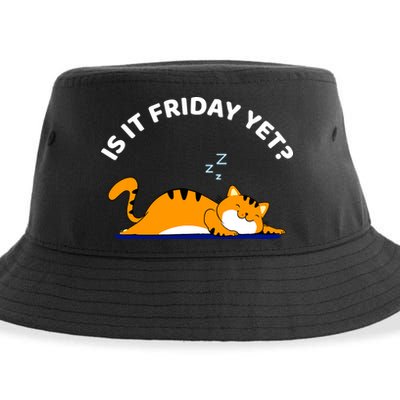 Cat Lover Funny Sleepy Cat Is It Friday Yet Cat Nap Sustainable Bucket Hat