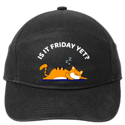 Cat Lover Funny Sleepy Cat Is It Friday Yet Cat Nap 7-Panel Snapback Hat