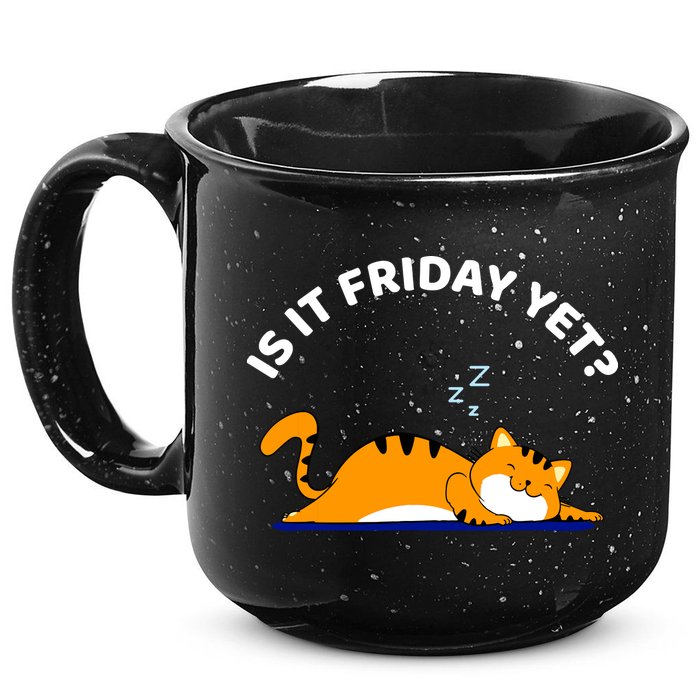 Cat Lover Funny Sleepy Cat Is It Friday Yet Cat Nap 15oz Campfire Ceramic Mug