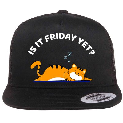 Cat Lover Funny Sleepy Cat Is It Friday Yet Cat Nap Flatbill Hat