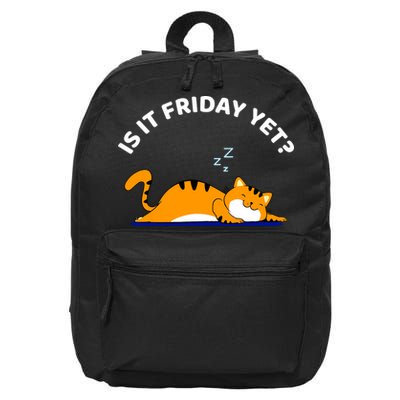 Cat Lover Funny Sleepy Cat Is It Friday Yet Cat Nap 16 in Basic Backpack