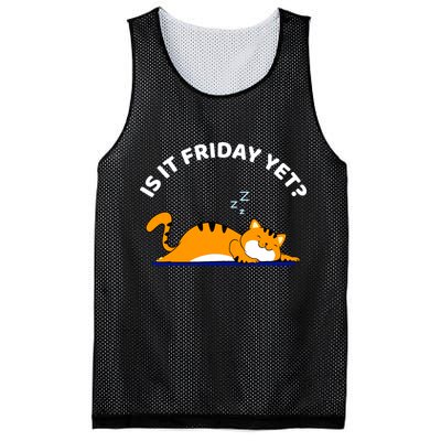 Cat Lover Funny Sleepy Cat Is It Friday Yet Cat Nap Mesh Reversible Basketball Jersey Tank