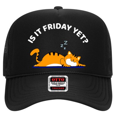 Cat Lover Funny Sleepy Cat Is It Friday Yet Cat Nap Trucker Hat