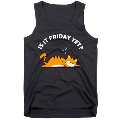 Cat Lover Funny Sleepy Cat Is It Friday Yet Cat Nap Tank Top