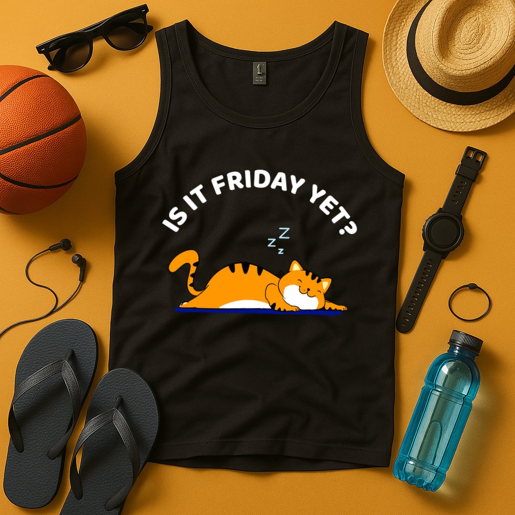 Cat Lover Funny Sleepy Cat Is It Friday Yet Cat Nap Tank Top