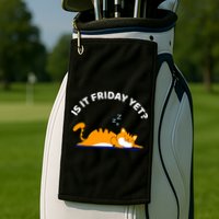 Cat Lover Funny Sleepy Cat Is It Friday Yet Cat Nap Golf Towel