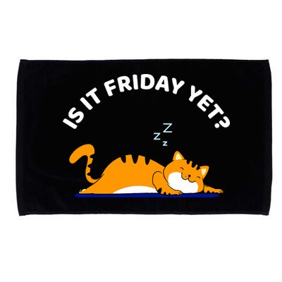 Cat Lover Funny Sleepy Cat Is It Friday Yet Cat Nap Microfiber Hand Towel