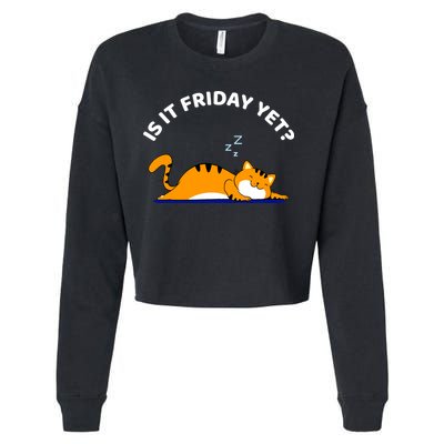 Cat Lover Funny Sleepy Cat Is It Friday Yet Cat Nap Cropped Pullover Crew