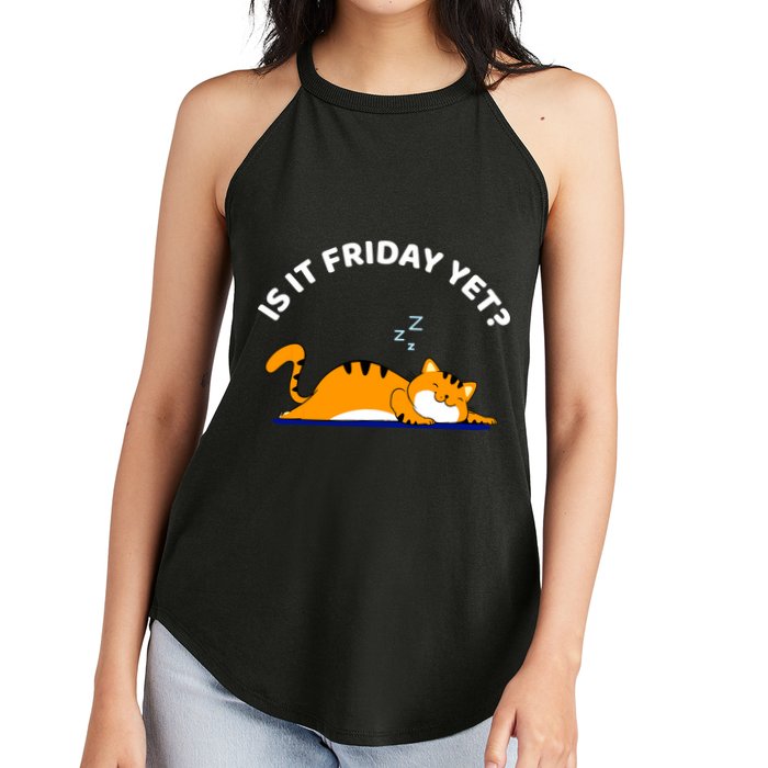 Cat Lover Funny Sleepy Cat Is It Friday Yet Cat Nap Women's Perfect Tri Rocker Tank