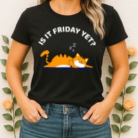Cat Lover Funny Sleepy Cat Is It Friday Yet Cat Nap Womens T-Shirt