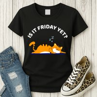Cat Lover Funny Sleepy Cat Is It Friday Yet Cat Nap Womens T-Shirt