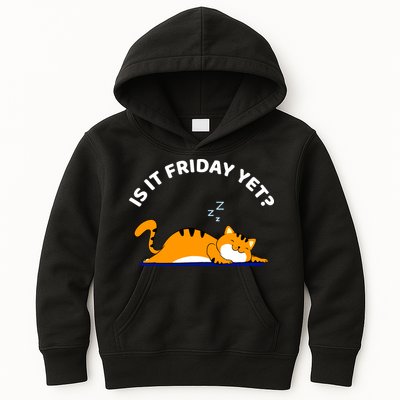 Cat Lover Funny Sleepy Cat Is It Friday Yet Cat Nap Kids Hoodie