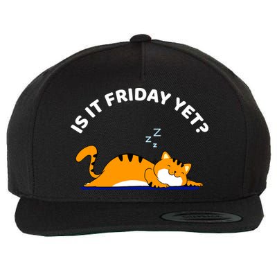 Cat Lover Funny Sleepy Cat Is It Friday Yet Cat Nap Wool Snapback Cap