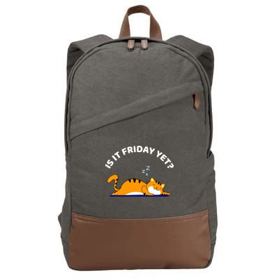 Cat Lover Funny Sleepy Cat Is It Friday Yet Cat Nap Cotton Canvas Backpack