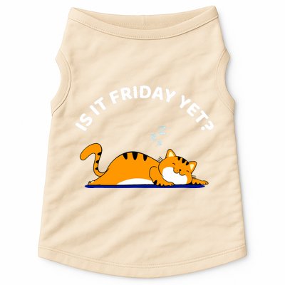 Cat Lover Funny Sleepy Cat Is It Friday Yet Cat Nap Doggie Tank