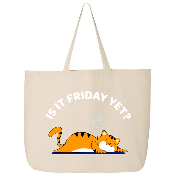 Cat Lover Funny Sleepy Cat Is It Friday Yet Cat Nap 25L Jumbo Tote
