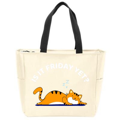 Cat Lover Funny Sleepy Cat Is It Friday Yet Cat Nap Zip Tote Bag