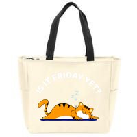 Cat Lover Funny Sleepy Cat Is It Friday Yet Cat Nap Zip Tote Bag