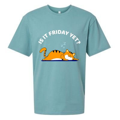 Cat Lover Funny Sleepy Cat Is It Friday Yet Cat Nap Sueded Cloud Jersey T-Shirt