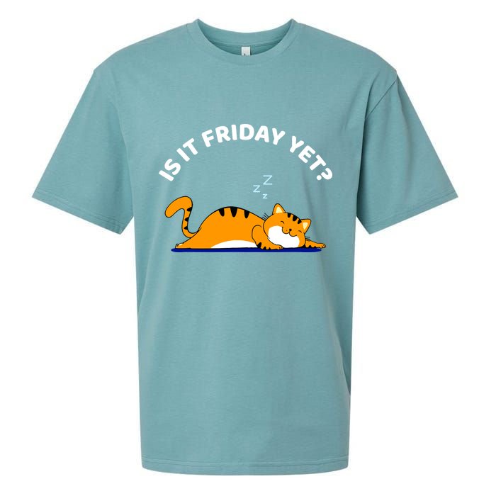 Cat Lover Funny Sleepy Cat Is It Friday Yet Cat Nap Sueded Cloud Jersey T-Shirt