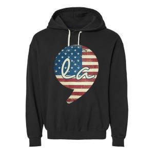 Comma La Funny Kamala Harris Usa Flag Garment-Dyed Fleece Hoodie