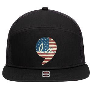 Comma La Funny Kamala Harris Usa Flag 7 Panel Mesh Trucker Snapback Hat