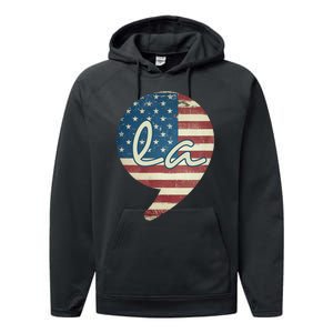 Comma La Funny Kamala Harris Usa Flag Performance Fleece Hoodie