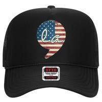 Comma La Funny Kamala Harris Usa Flag High Crown Mesh Back Trucker Hat