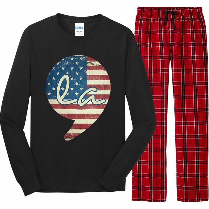 Comma La Funny Kamala Harris Usa Flag Long Sleeve Pajama Set