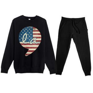 Comma La Funny Kamala Harris Usa Flag Premium Crewneck Sweatsuit Set