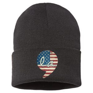 Comma La Funny Kamala Harris Usa Flag Sustainable Knit Beanie