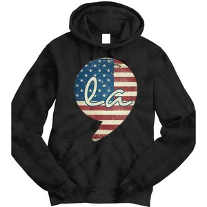 Comma La Funny Kamala Harris Usa Flag Tie Dye Hoodie