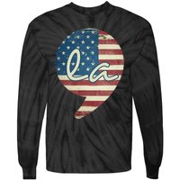 Comma La Funny Kamala Harris Usa Flag Tie-Dye Long Sleeve Shirt