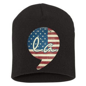 Comma La Funny Kamala Harris Usa Flag Short Acrylic Beanie