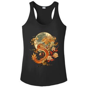 Crimson Lunar Floral Dragon Art Noveau Ladies PosiCharge Competitor Racerback Tank